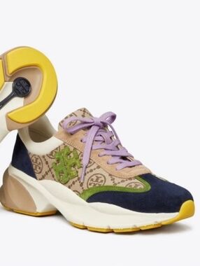 Tory Burch T Monogram Good Luck Sneakers Hazel/Blue Size 9.5